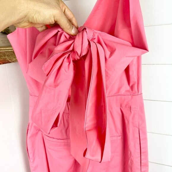 J.Crew Wrap Tie Jumpsuit in Stretch Poplin Size 2 Bright Coral Wide Leg Cropped - Picture 7 of 10